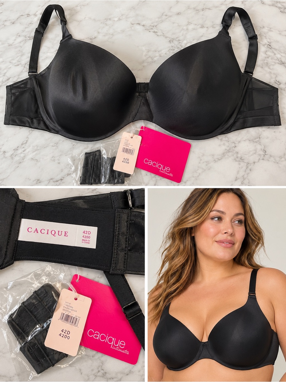 Cacique Black Smooth T-Shirt Bra with Molded Cups